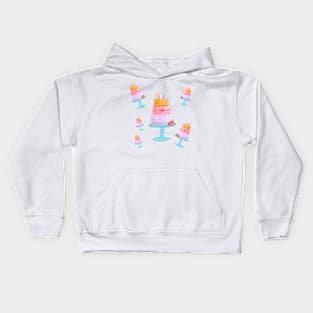 Birthday cake illustration sticker Kids Hoodie